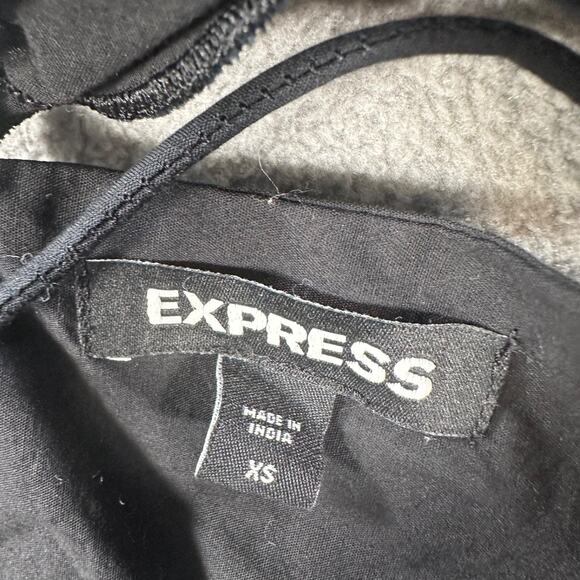 Express Off Shoulder Eyelet Ruffle Tank Top Size X-Small Black Open Back Tie - Picture 6 of 8